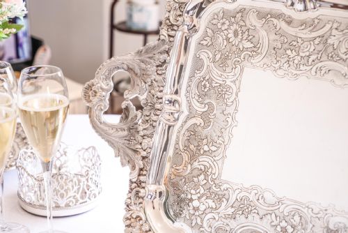 fig 4. Large Antique Solid Silver Georgian Tray / Salver (70cm) With Chased Border - William Marshall, 1828