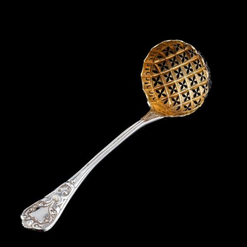 Antique Solid Silver Sugar Sifter Spoon - Francis Higgins 1856