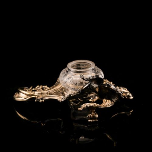 fig 5. A Magnificent French Solid Silver Gilt Rococo Style Inkwell / Stand - Emile Puiforcat