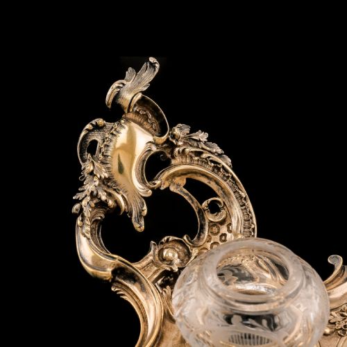 fig 10. A Magnificent French Solid Silver Gilt Rococo Style Inkwell / Stand - Emile Puiforcat