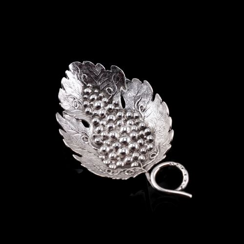 Antique Georgian Solid Silver Tea Caddy Spoon Vine Leaf Design - Joseph Willmore 1814