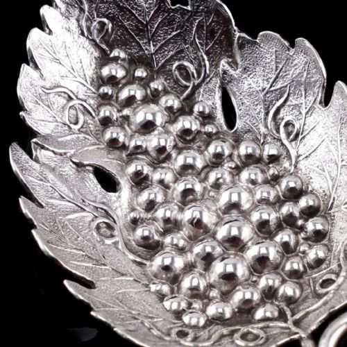 fig 4. Antique Georgian Solid Silver Tea Caddy Spoon Vine Leaf Design - Joseph Willmore 1814