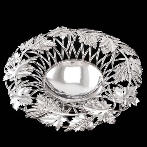 A Rare Antique Georgian Solid Silver Tazza Bowl with Cast Harvest Decorations - Charles Reily & George Storer 1835