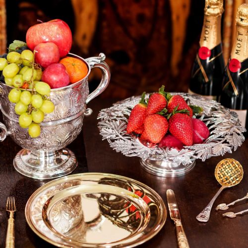 fig 8. A Rare Antique Georgian Solid Silver Tazza Bowl with Cast Harvest Decorations - Charles Reily & George Storer 1835