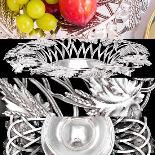 fig 2. A Rare Antique Georgian Solid Silver Tazza Bowl with Cast Harvest Decorations - Charles Reily & George Storer 1835