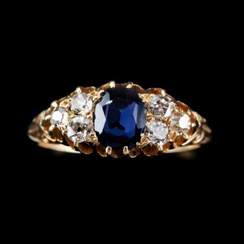fig 6. Antique Victorian 18K Gold Sapphire & Diamond Ring - c.1880