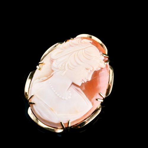 fig 3. 9K Gold Cameo Brooch with Hand Engraved Maiden Head