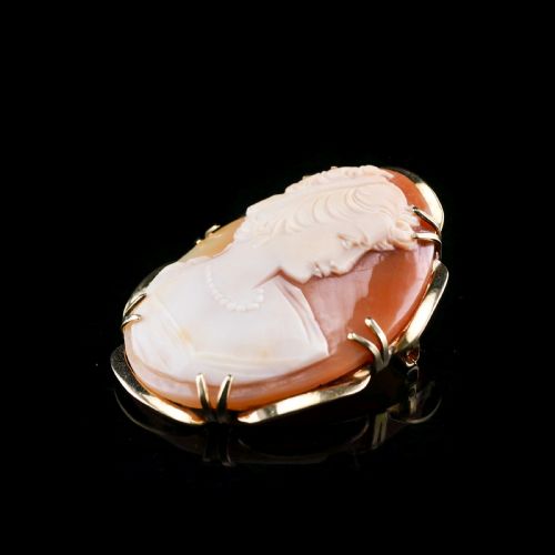 fig 4. 9K Gold Cameo Brooch with Hand Engraved Maiden Head