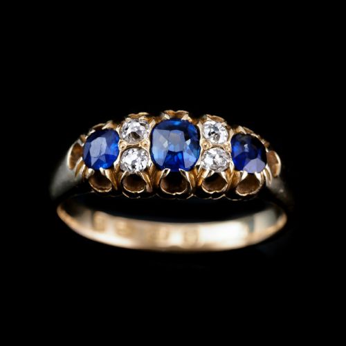 








Antique Victorian 18k Gold Sapphire & Diamond Ring - Chester 1882