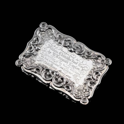 fig 2. A Large Victorian Solid Silver Snuff Box with Cast Border - Edward Smith 1847