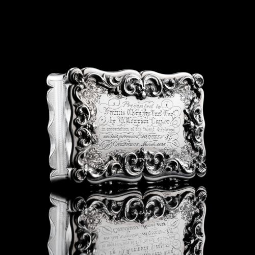 fig 5. A Large Victorian Solid Silver Snuff Box with Cast Border - Edward Smith 1847