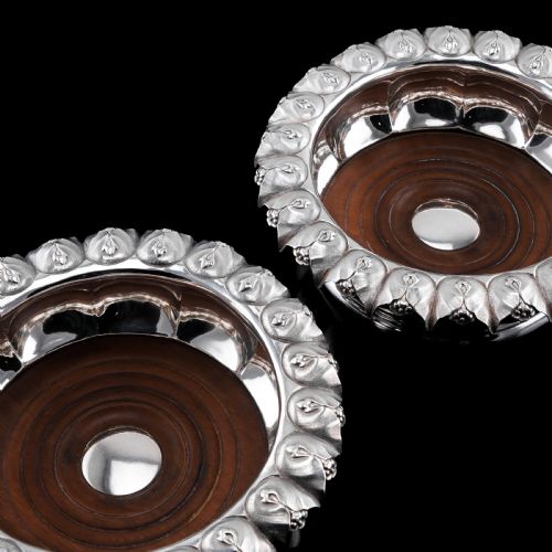 fig 5. Antique Georgian Solid Silver Wine Coasters/Bottle Holders - Barnards 1829