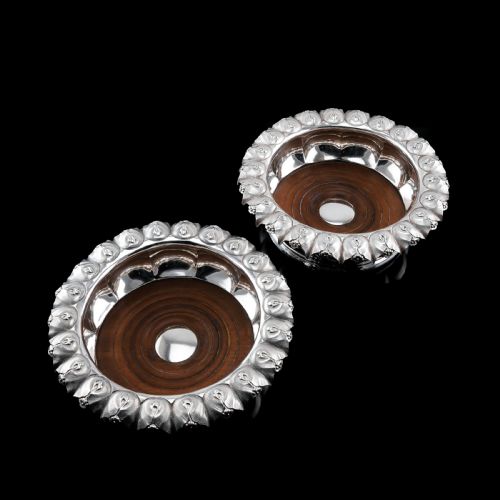 fig 7. Antique Georgian Solid Silver Wine Coasters/Bottle Holders - Barnards 1829