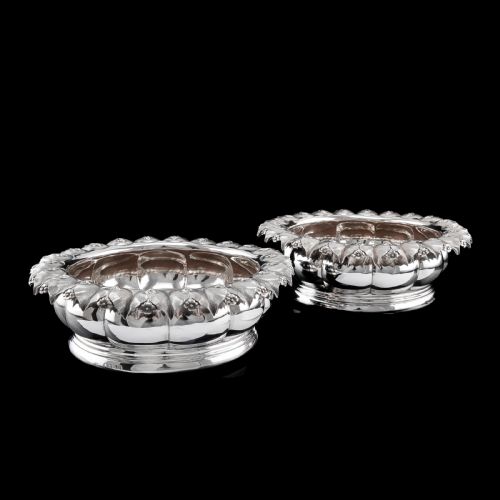 fig 8. Antique Georgian Solid Silver Wine Coasters/Bottle Holders - Barnards 1829