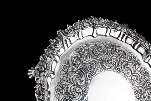 fig 2. Antique Large (47cm) Georgian Solid Silver Irish Salver / Tray with Beautiful High Lion Feet - Robert W Smith 1831