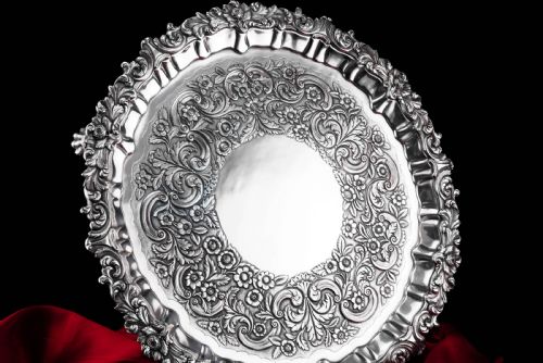 fig 4. Antique Large (47cm) Georgian Solid Silver Irish Salver / Tray with Beautiful High Lion Feet - Robert W Smith 1831