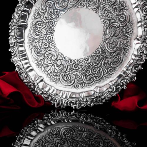fig 6. Antique Large (47cm) Georgian Solid Silver Irish Salver / Tray with Beautiful High Lion Feet - Robert W Smith 1831