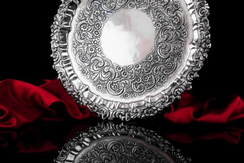 fig 7. Antique Large (47cm) Georgian Solid Silver Irish Salver / Tray with Beautiful High Lion Feet - Robert W Smith 1831