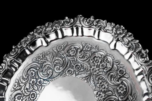 fig 8. Antique Large (47cm) Georgian Solid Silver Irish Salver / Tray with Beautiful High Lion Feet - Robert W Smith 1831