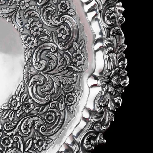 fig 10. Antique Solid Silver Large Salver/Tray/Platter (47cm) - Georgian Irish Robert W Smith 1831