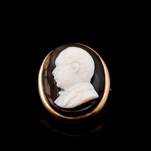 fig 6. Antique Georgian/Victorian Hardstone Cameo with Engraved Gentleman's Portrait - c.1830-40