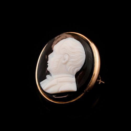fig 8. Antique Georgian/Victorian Hardstone Cameo with Engraved Gentleman's Portrait - c.1830-40