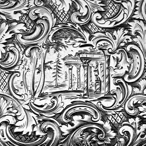 fig 10. Antique Solid Silver Snuff Box with Marvellous Hunting Forest Scene Engraving - Charles Rawlings & William Summers 1837