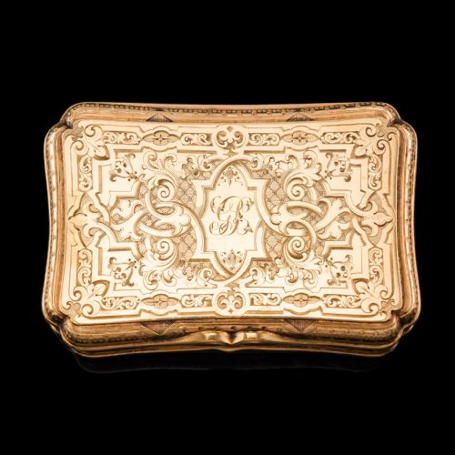 fig 7. Antique Solid Silver Victorian Gilt Table Snuff Box with Original Fitted Box - Charles Rawlings & William Summers 1854