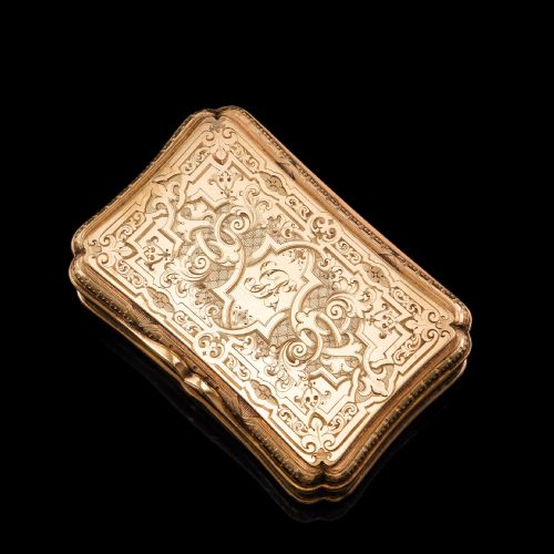 fig 8. Antique Solid Silver Victorian Gilt Table Snuff Box with Original Fitted Box - Charles Rawlings & William Summers 1854