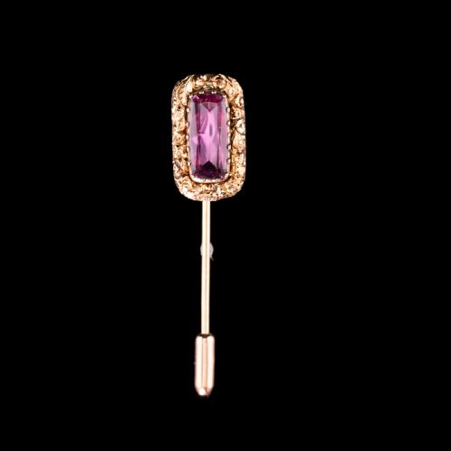 fig 2. Antique Georgian 15ct Gold Amethyst Stick Pin/Tie Pin/Brooch - c.1810
