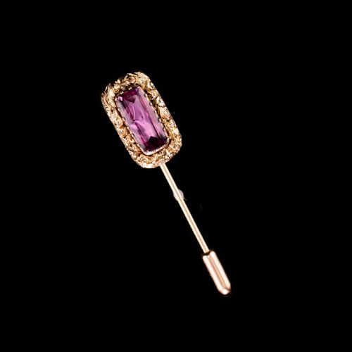 fig 4. Antique Georgian 15ct Gold Amethyst Stick Pin/Tie Pin/Brooch - c.1810