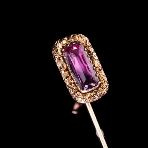 fig 6. Antique Georgian 15ct Gold Amethyst Stick Pin/Tie Pin/Brooch - c.1810