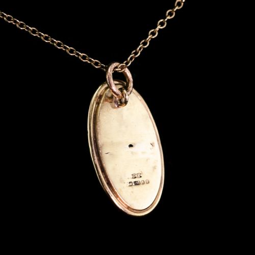 fig 1. 9ct Gold Blue/Green Ammolite Pendant & Chain Necklace