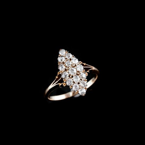 fig 4. Antique Diamond Ring 18ct Gold Navette/Cluster Design - c.1900s