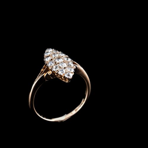 fig 6. Antique Diamond Ring 18ct Gold Navette/Cluster Design - c.1900s