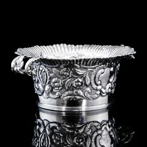 fig 2. Antique Georgian Solid Silver Irish Bowl with Gorgeous Irish Chasing - Robert W Smith 1832