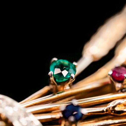 fig 4. Antique 9ct Gold Harvest Wheat Brooch with Emeralds, Sapphires, Diamonds & Ruby