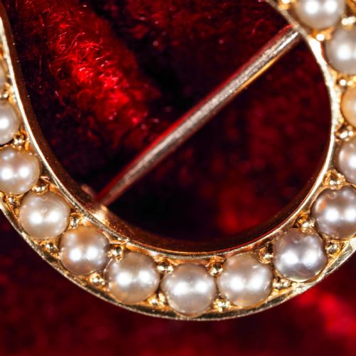 fig 2. Antique Victorian 14ct Gold Horseshoe Pearl Brooch/Pin - c.1860