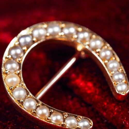 fig 5. Antique Victorian 14ct Gold Horseshoe Pearl Brooch/Pin - c.1860