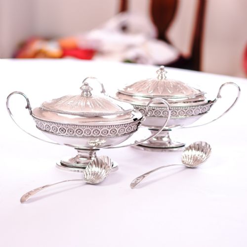 fig 2. Antique Georgian Solid Sterling Silver Tureens Neoclassical Style - Benjamin Laver 1782