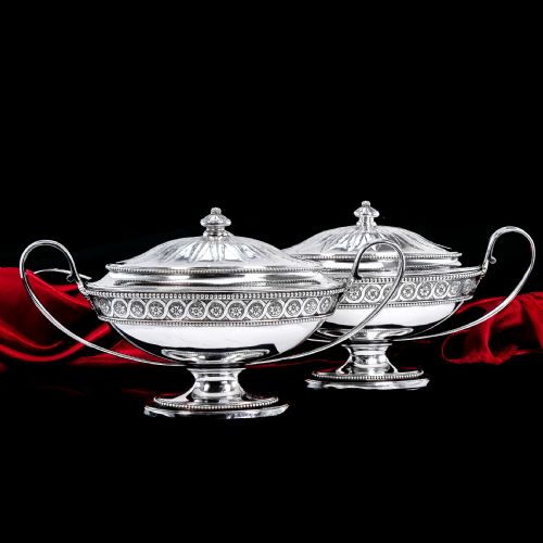 fig 3. Antique Georgian Sterling Silver Tureens - Neoclassical 1782
