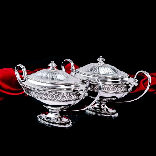 fig 6. Antique Georgian Sterling Silver Tureens - Neoclassical 1782
