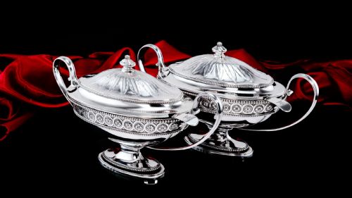 fig 7. Antique Georgian Sterling Silver Tureens - Neoclassical 1782