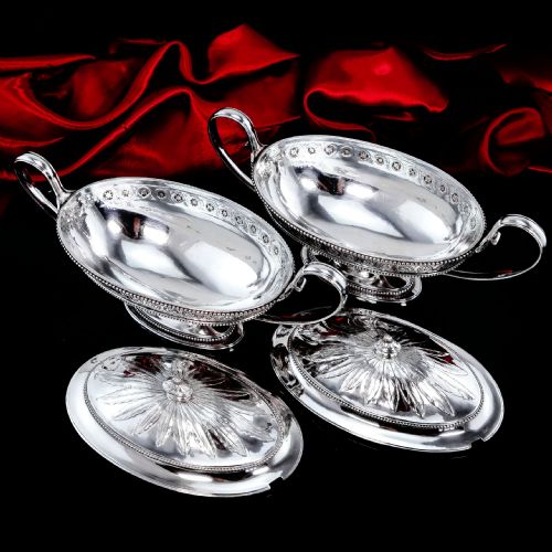 fig 8. Antique Georgian Sterling Silver Tureens - Neoclassical 1782