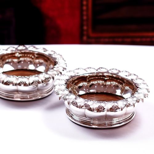 fig 2. Antique Georgian Solid Silver Wine Coasters/Bottle Holders - Barnards 1829