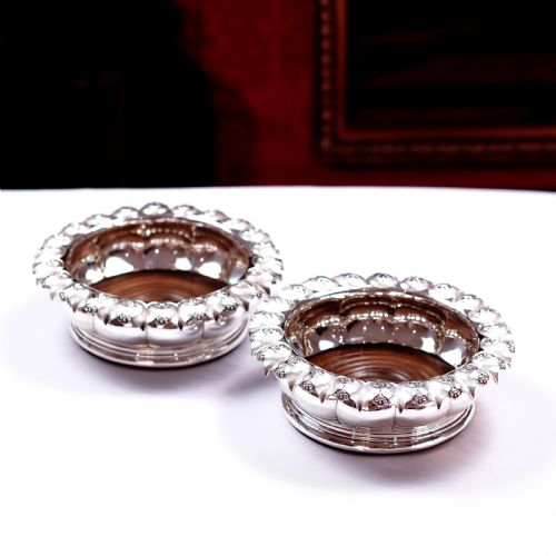 fig 3. Antique Georgian Solid Silver Wine Coasters/Bottle Holders - Barnards 1829