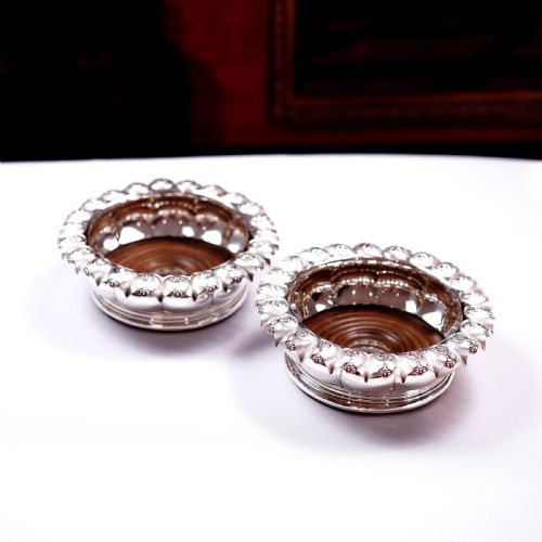 fig 4. Antique Georgian Solid Silver Wine Coasters/Bottle Holders - Barnards 1829