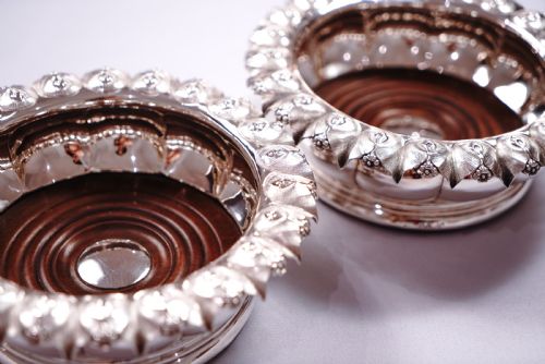 fig 8. Antique Georgian Solid Silver Wine Coasters/Bottle Holders - Barnards 1829