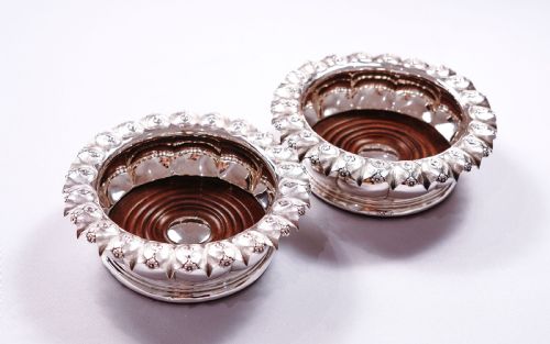 fig 9. Antique Georgian Solid Silver Wine Coasters/Bottle Holders - Barnards 1829