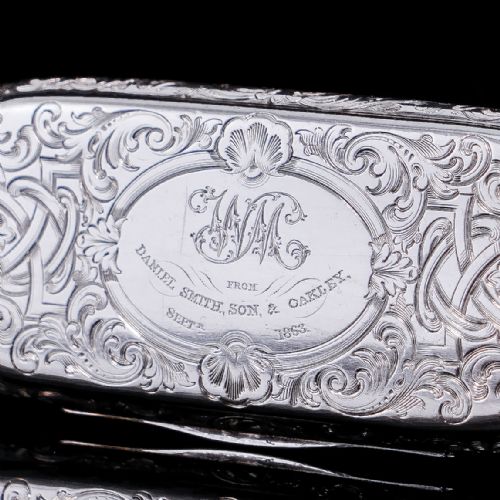 fig 3. Antique Victorian Solid Silver Snuff Box Oval/Oblong Shape - Charles Rawlings & William Summers 1849